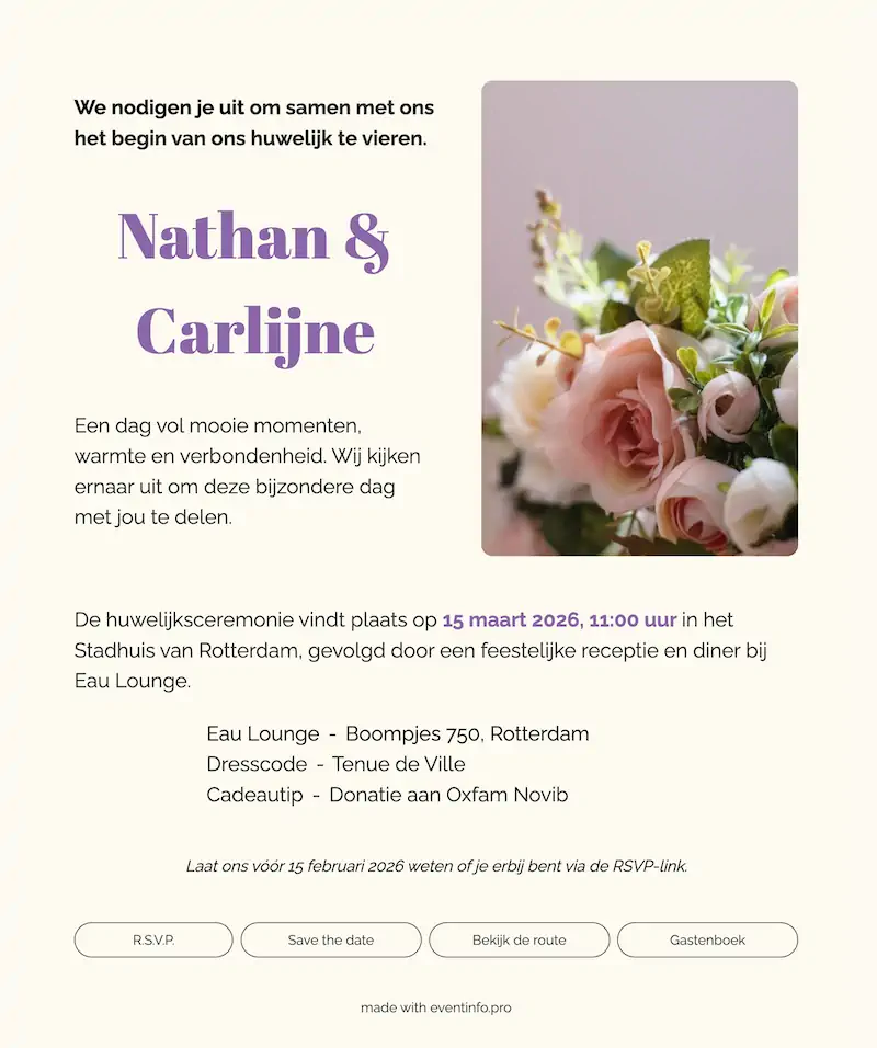 Stijlvolle online trouwkaart