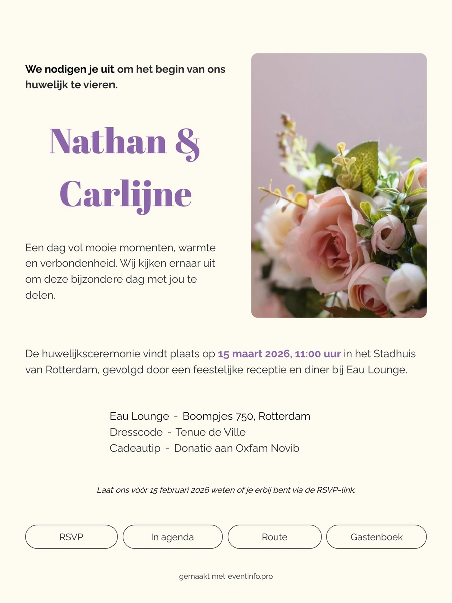 Rustige online trouwkaart zonder franje