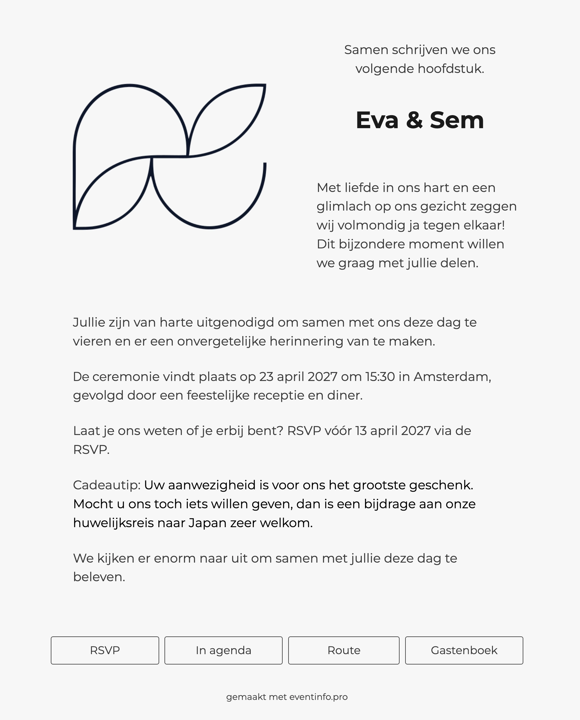 Moderne trouwkaart met illustratie